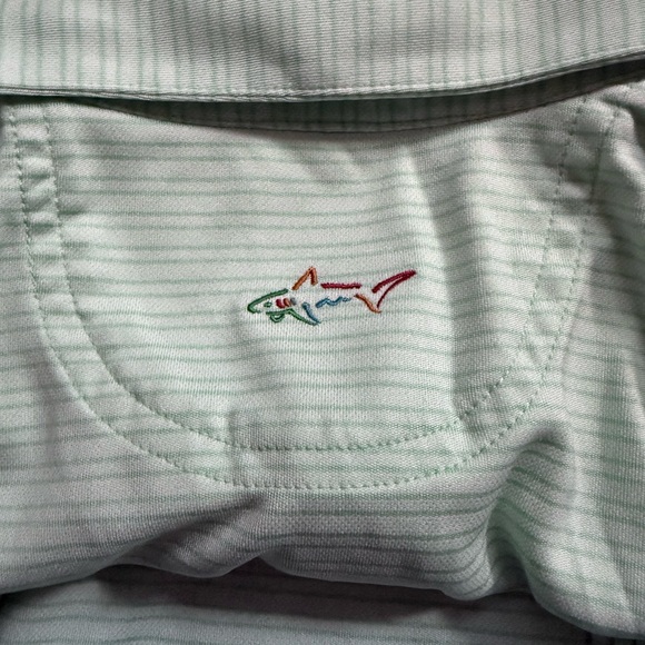 Greg Norman Polo Shirt Men's Medium Golf Striped Green - Picture 6 of 6